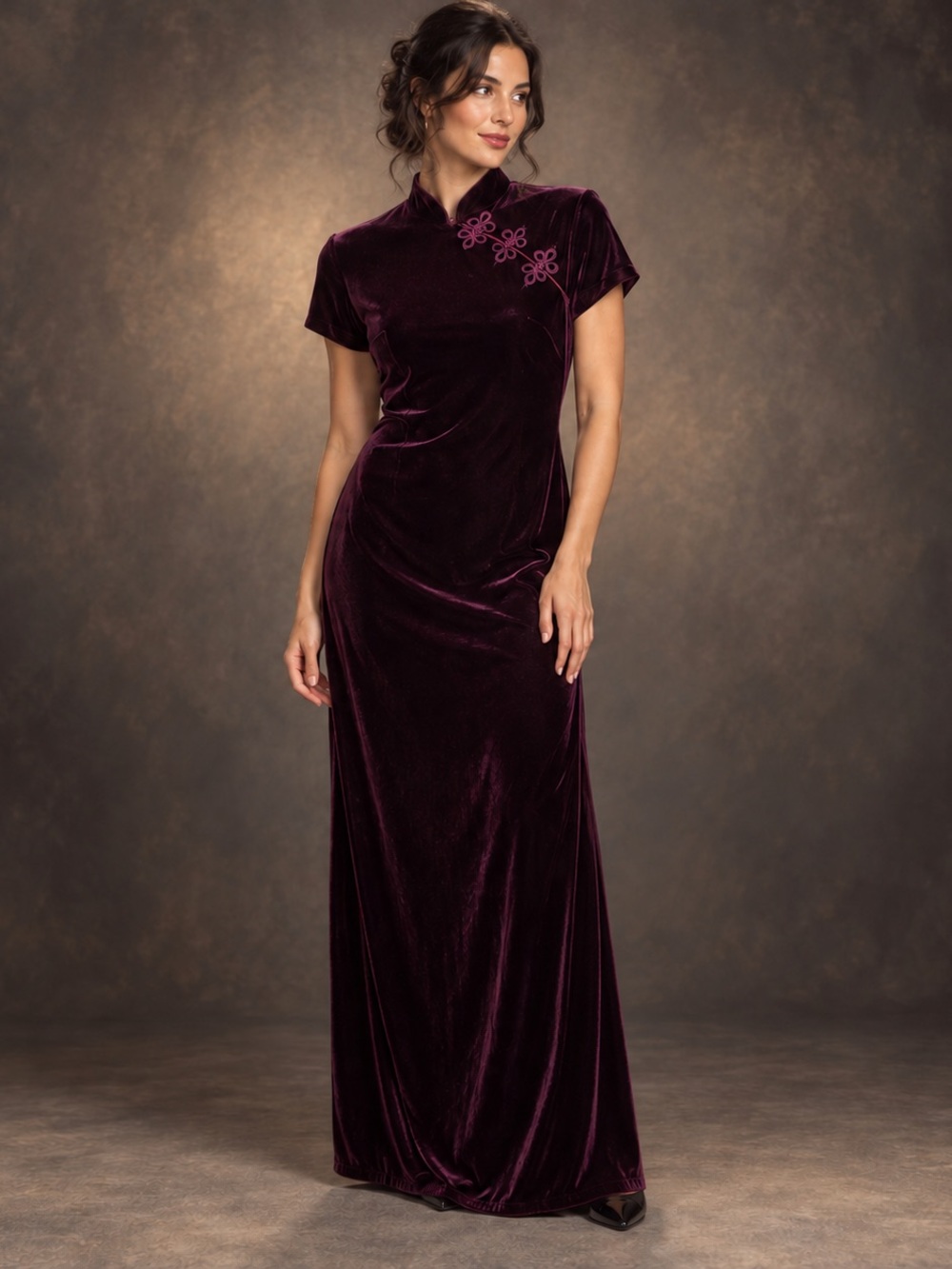 VINTAGE RHAPSODY BURGUNDY VELVET MAXI DRESS SIZE 10 DARK ROMANTIC GOTH